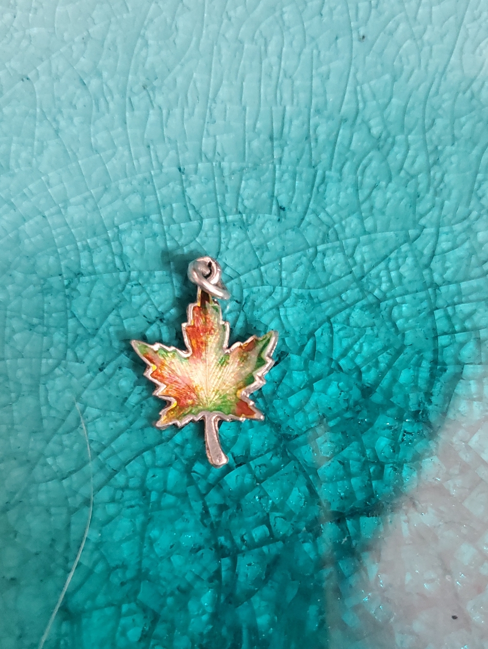 Sterling Maple Leaf Enamel Charm - Multicolor AG
